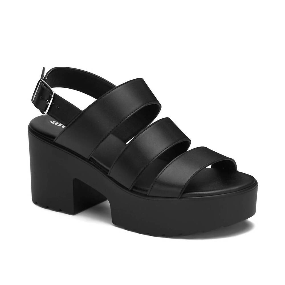 ANDREA FENZI Black Triple-Strap Platform Sandal